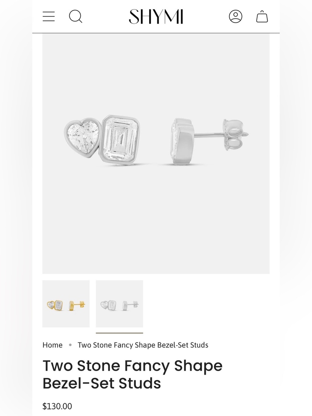 SHYMI Two Stone Fancy Shape Bezel-Set Studs in 925 Silver